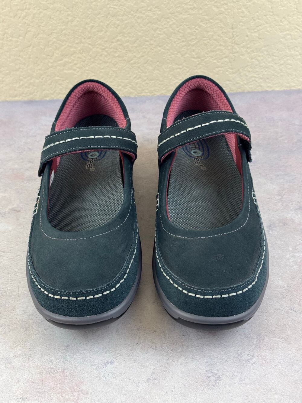Orthofeet Athens Mary Jane Shoes Womens 9.5 B Medium Blue Leather Sneaker 863